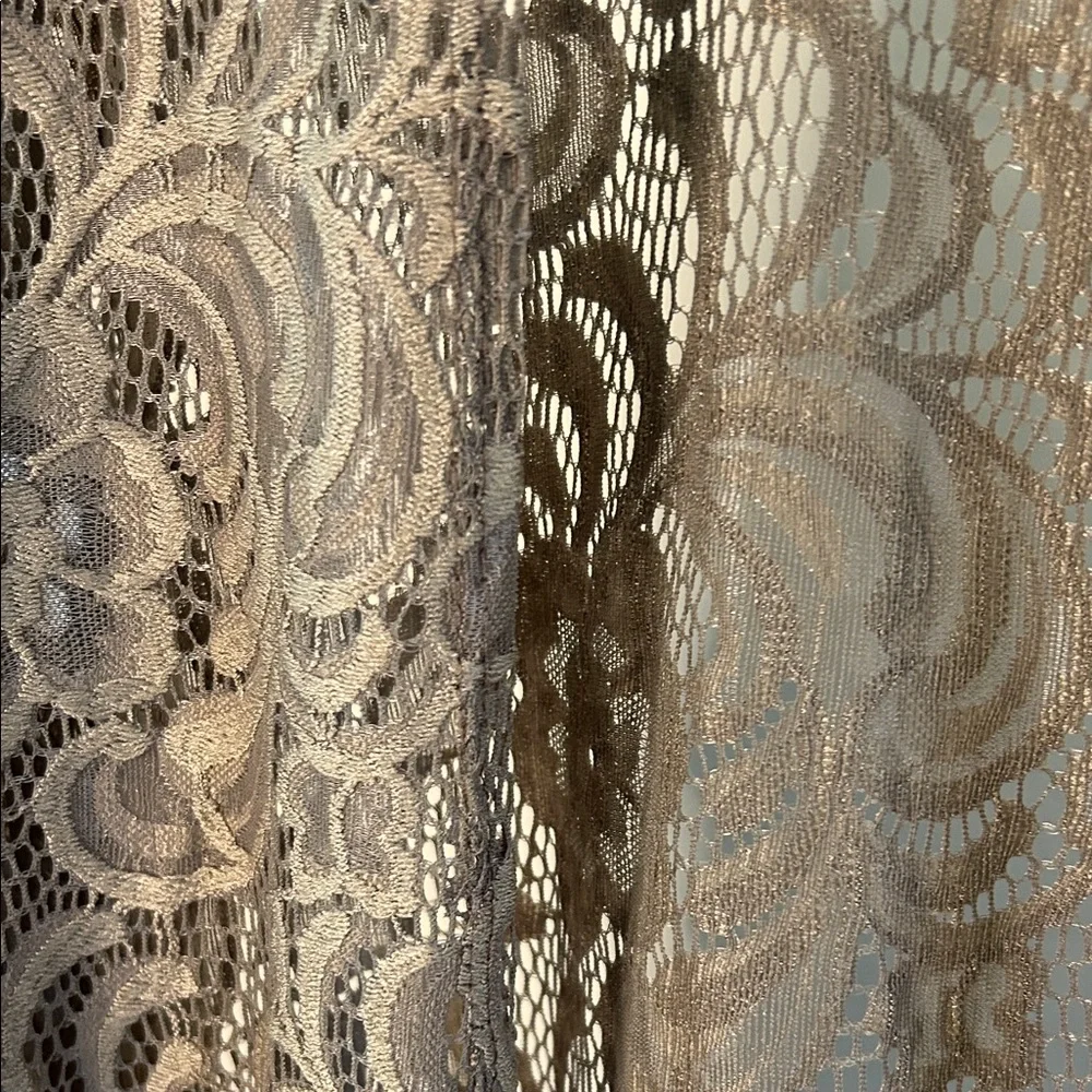 Elegant Lace Open-Front Cardigan - Tan - Picture 3 of 8